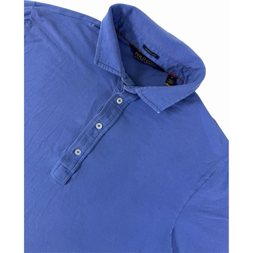 Polo Golf Ralph Lauren Men's Medium Blue Stretch Lisle Performance Polo Shirt